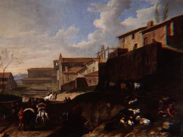 عرض Capriccio مع الكنائس والبيوت والمسافرين (النفط) بواسطة بيتر فان بلويمن