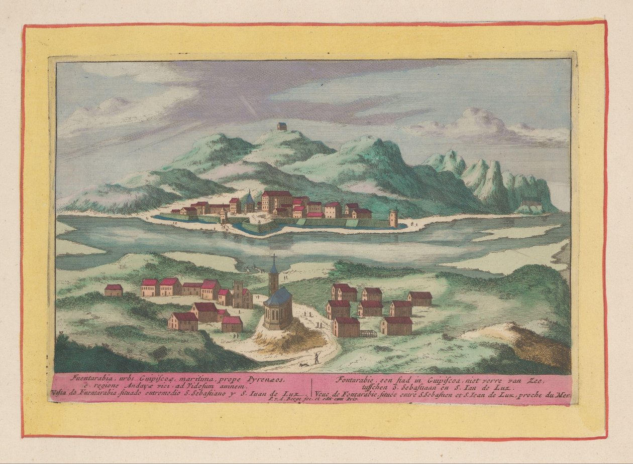 منظر لـ Fuenterrabia Fontarabie ، بلدة في Guipiscoa ، ليست بعيدة عن البحر ، بين S. Sebastian و S. Ian de Luz (...) (العنوان على الكائن) Theatrum Hispaniae (...] (عنوان المسلسل) بواسطة بيتر فان دن بيرج