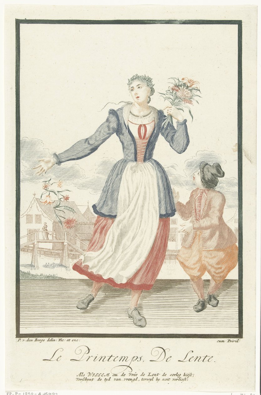 شابة مع باقة من الزهور Le Printemps / الربيع (العنوان على الكائن) الفصول الأربعة (عنوان المسلسل) بواسطة بيتر فان دن بيرج