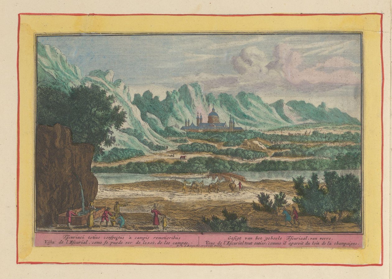 المناظر الطبيعية مع Escorial Gesigt من Escurial بأكمله ، من بعيد (العنوان على الكائن) Theatrum Hispaniae (...] (عنوان المسلسل) بواسطة بيتر فان دن بيرج