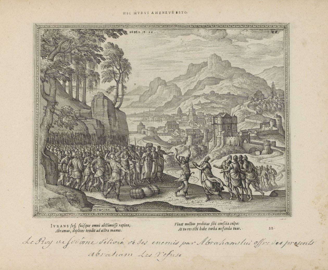 Abraham en de koning van Sodom كن هذا الجدار الحديدي (العنوان على الجسم) الشعارات المقدسة والتاريخ الرئيسي لكلا العهدين (Oude Testament) (عنوان السلسلة) صور وأرقام الكتب (عنوان المسلسل) بواسطة بيتر فان دير بورشت (الأول)