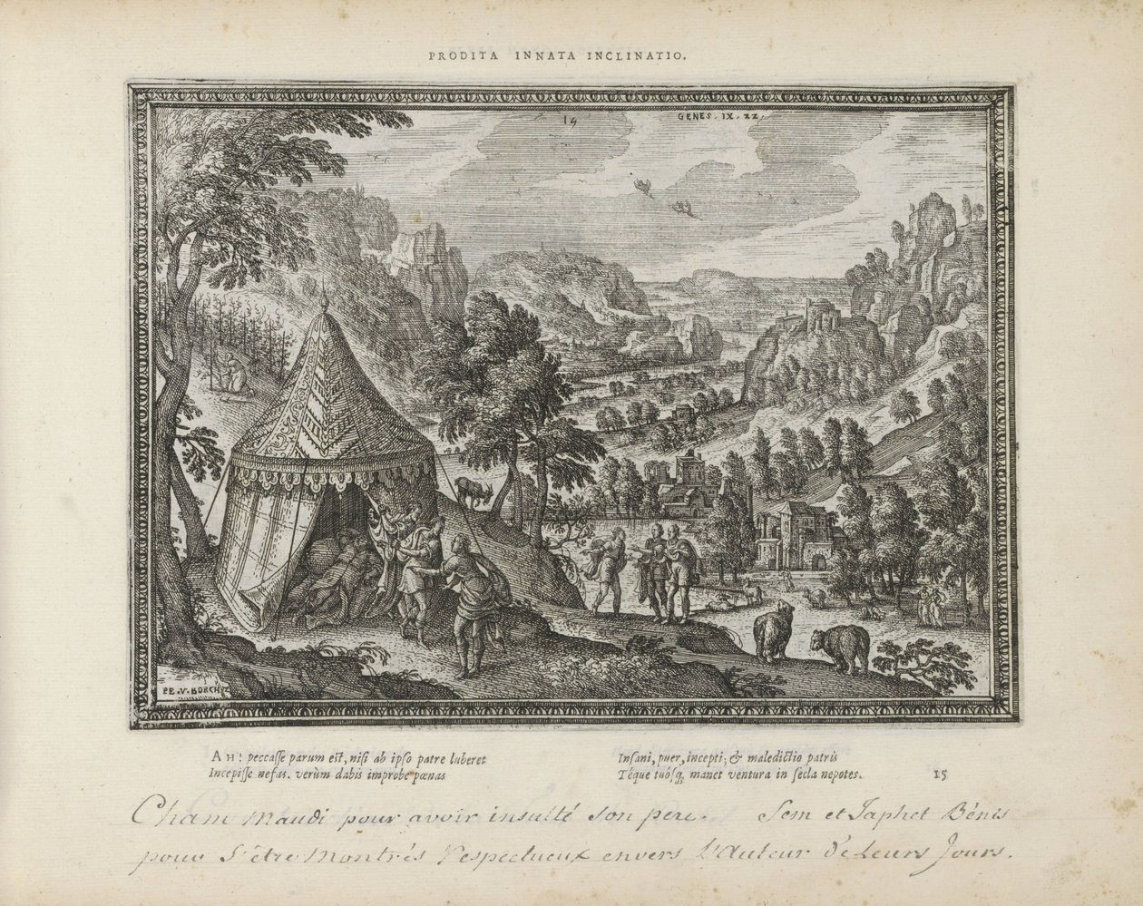 Dronkenschap van Noach الميل الفطري المغدور (العنوان على الشيء) الشعارات المقدسة والتاريخ الرئيسي لكلا العهدين (Oude Testament) (عنوان السلسلة) صور وأرقام الكتب (عنوان المسلسل) بواسطة بيتر فان دير بورشت (الأول)