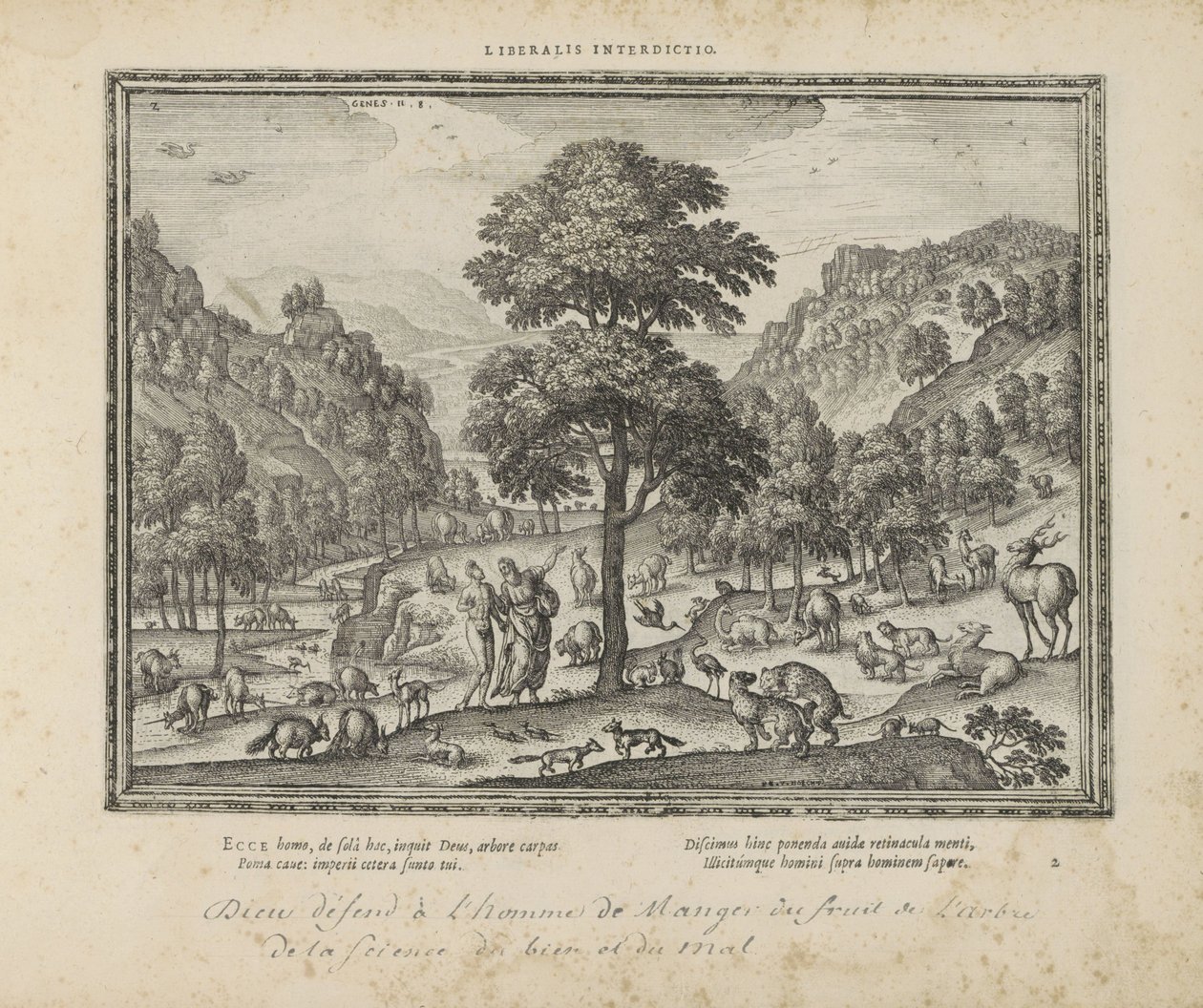 God toont Adam het paradijs Liberalis interdictio (العنوان على الشيء) الشعارات المقدسة والتاريخ الرئيسي للعهدين (Oude Testament) (عنوان السلسلة) صور وأرقام الكتب (عنوان السلسلة) بواسطة بيتر فان دير بورشت (الأول)