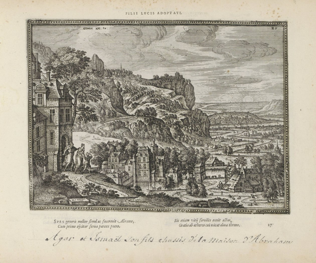 التقى Landschap de verdrijving van Hagar en إسماعيل باب إبراهيم أبناء لوكوس المتبنين (العنوان على الشيء) الشعارات المقدسة والتاريخ الرئيسي لكلا العهدين (Oude Testament) (عنوان السلسلة) صور وأرقام الكتب (عنوان المسلسل) بواسطة بيتر فان دير بورشت (الأول)