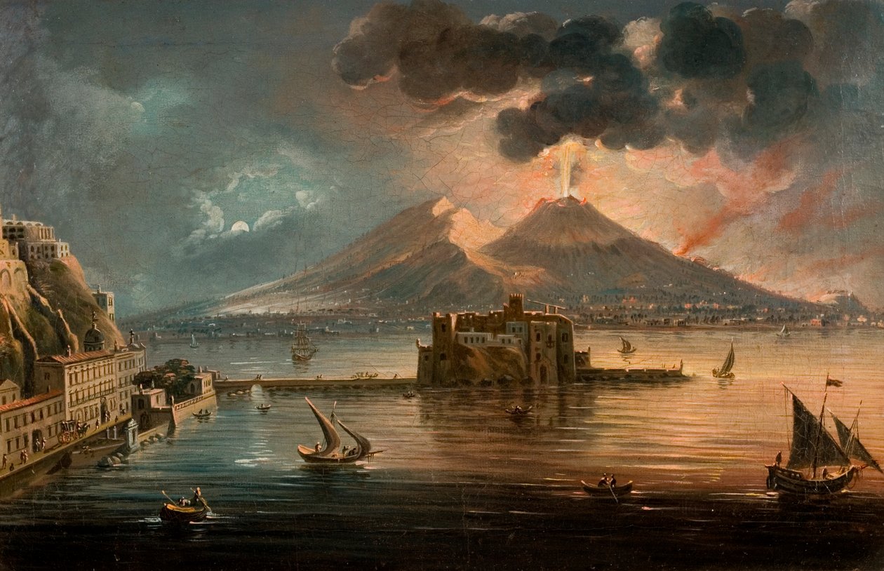 نابولي في الليل مع Vesuvius Erupting بواسطة بيترو أنطونياني