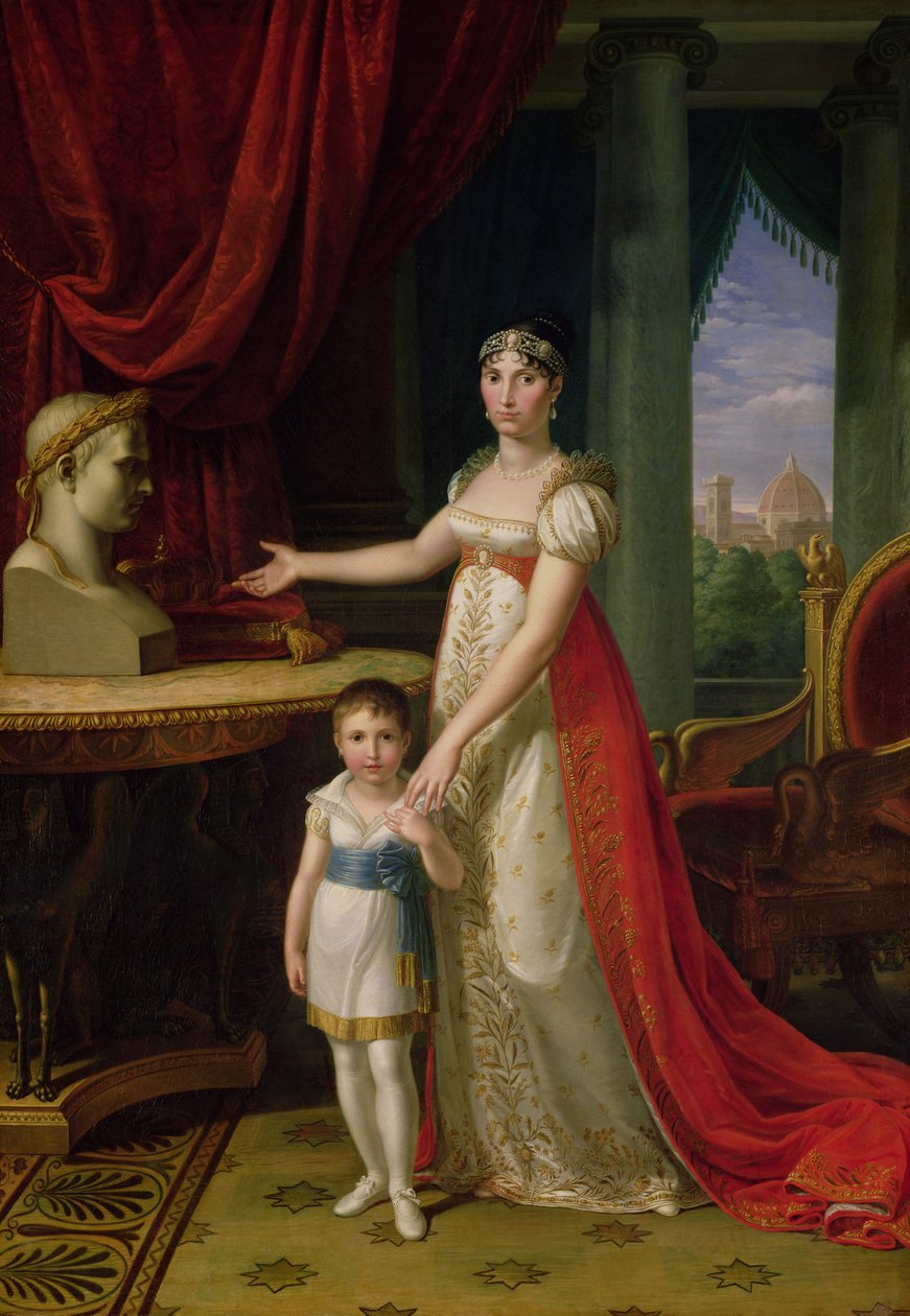 إليسا بونابرت (1777-1820) دوقة توسكانا الكبرى وابنتها نابليون إليسا بواسطة بيترو بنفينوتي