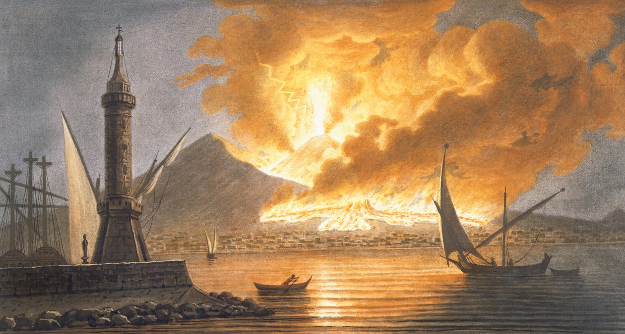 منظر لثوران فيزوف العظيم من شامة نابولي في ليلة 20 أكتوبر 1767 ، اللوحة 6 من &39;Campi Phlegraei: ملاحظات على براكين الصقليتين&39; بواسطة السير ويليام هاميلتو بواسطة بيترو فابريس
