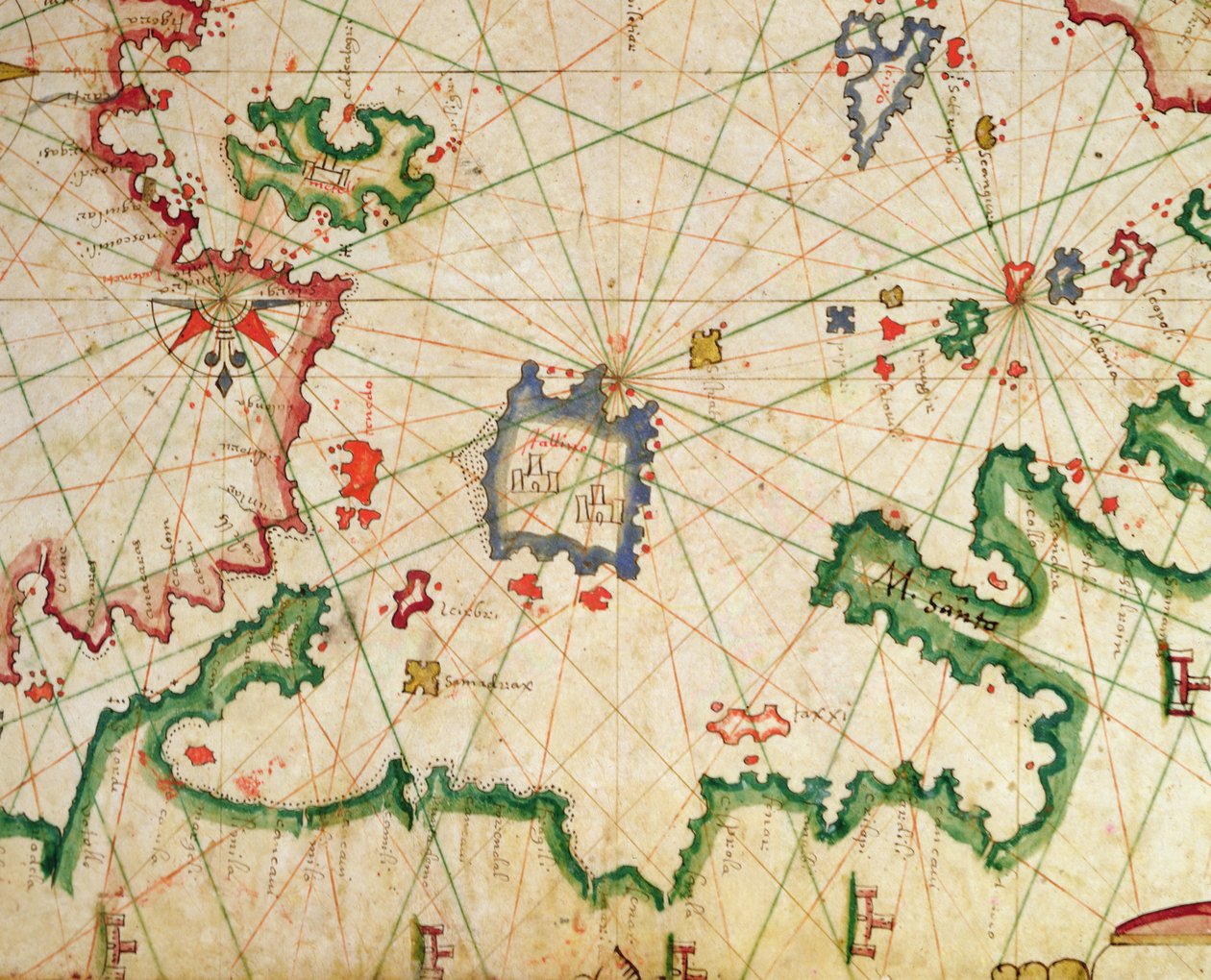 جزيرة ليمنوس ، من أطلس بحري ، 1651 (حبر على رق) (التفاصيل من 330925) بواسطة بيترو جيوفاني بونيس