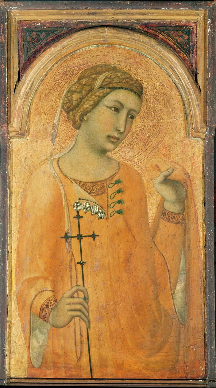 قديسة أنثى ، ربما القديسة مارغريت ، 1320-29 (درجة الحرارة الذهبية على اللوحة) بواسطة بيترو لورينزيتي