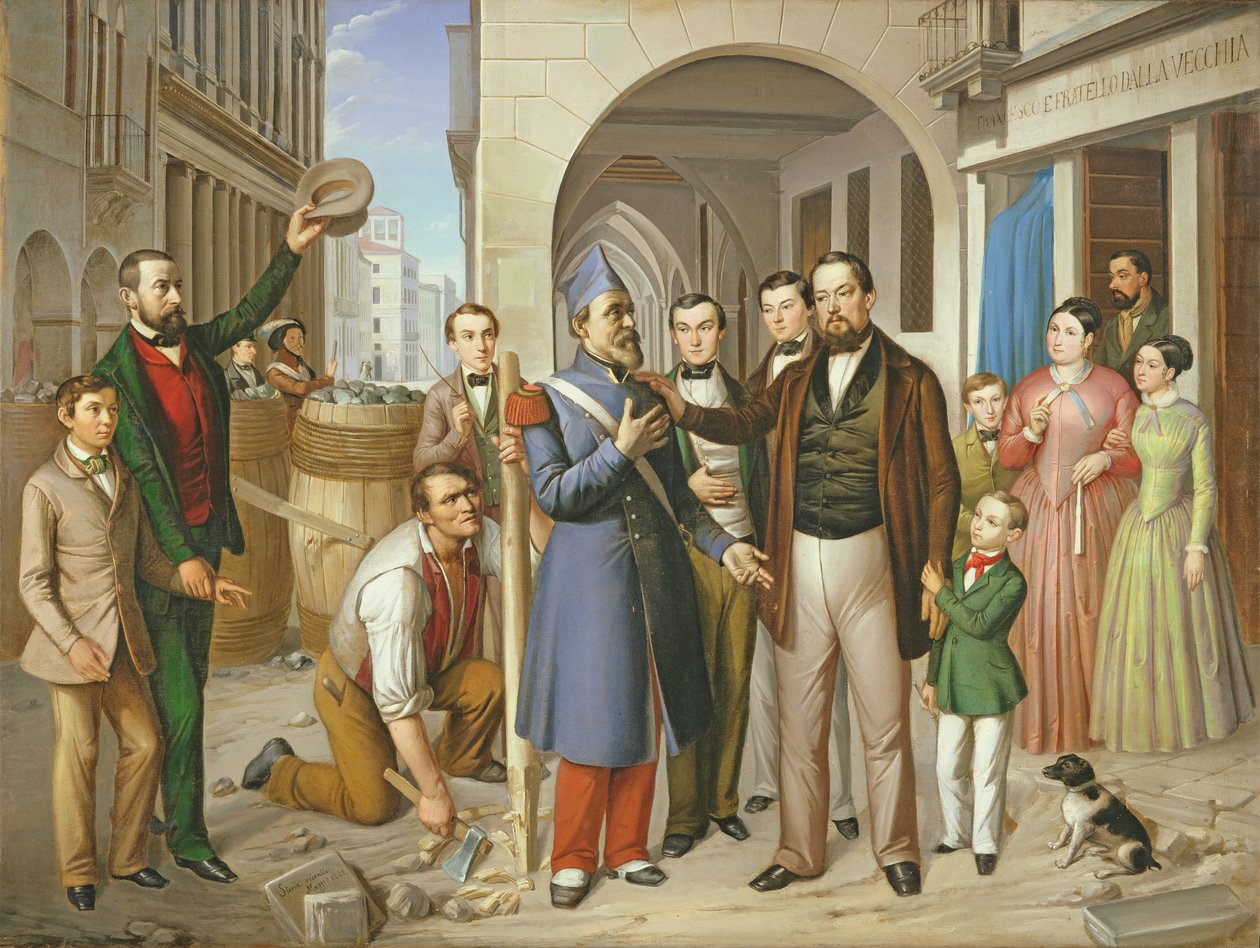 تنظيم المتاريس في كورسو بالاديو ، 1848 بواسطة بيترو نيجريولو