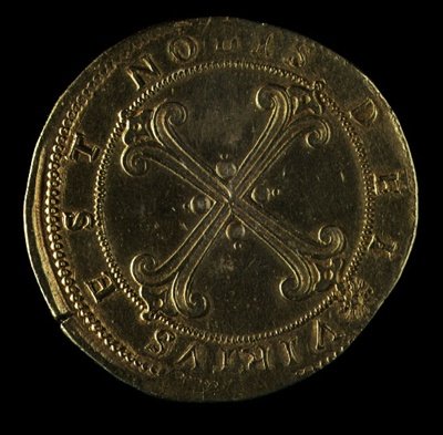 ظهر عملة كوسيمو 1 (1519-74) (مطلية بالذهب) (للأمام انظر 119190) بواسطة بيترو باولو جالوتي