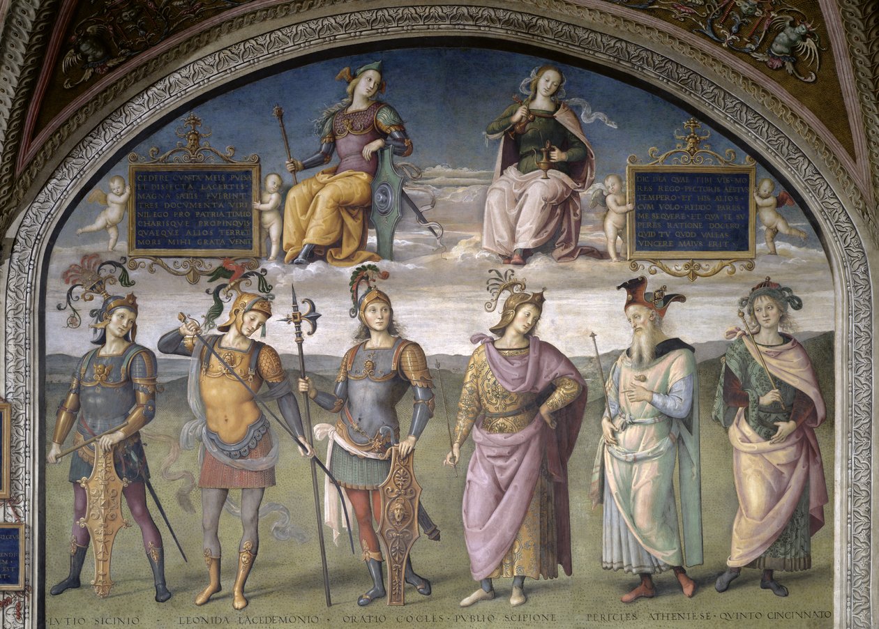 Lunette of Fortune and Temperance ، من Sala dell&39;Udienza ، 1496-1500 بواسطة بيترو بيروجينو
