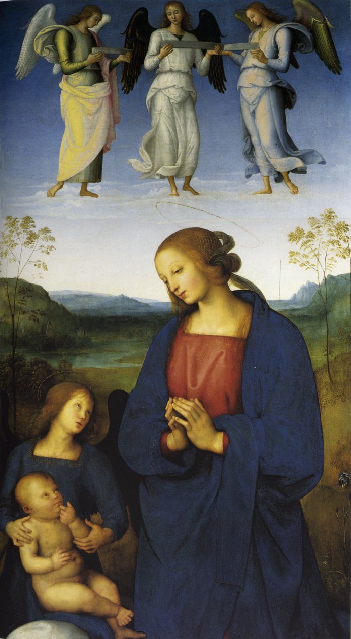 Pietro Perugino: Polyptych of the Certosa di Pavia (العذراء والطفل مع الملائكة) بواسطة بيترو بيروجينو