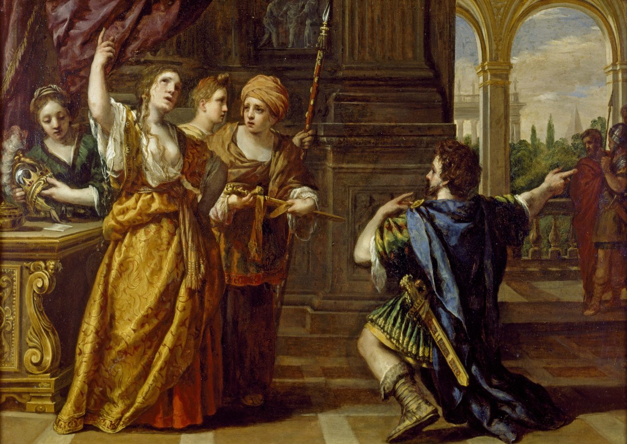 قسم سميراميس ، ج. 1623-24 (زيت على النحاس) بواسطة بيترو دا كورتونا