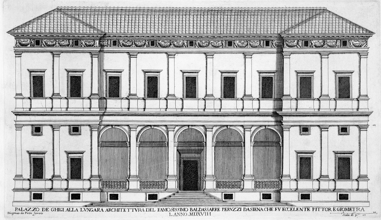 Palazzo Chigi على Lungara ، روما ، من "Palazzi di Roma" ، نشر عام 1655 بواسطة بيترو فيريريو