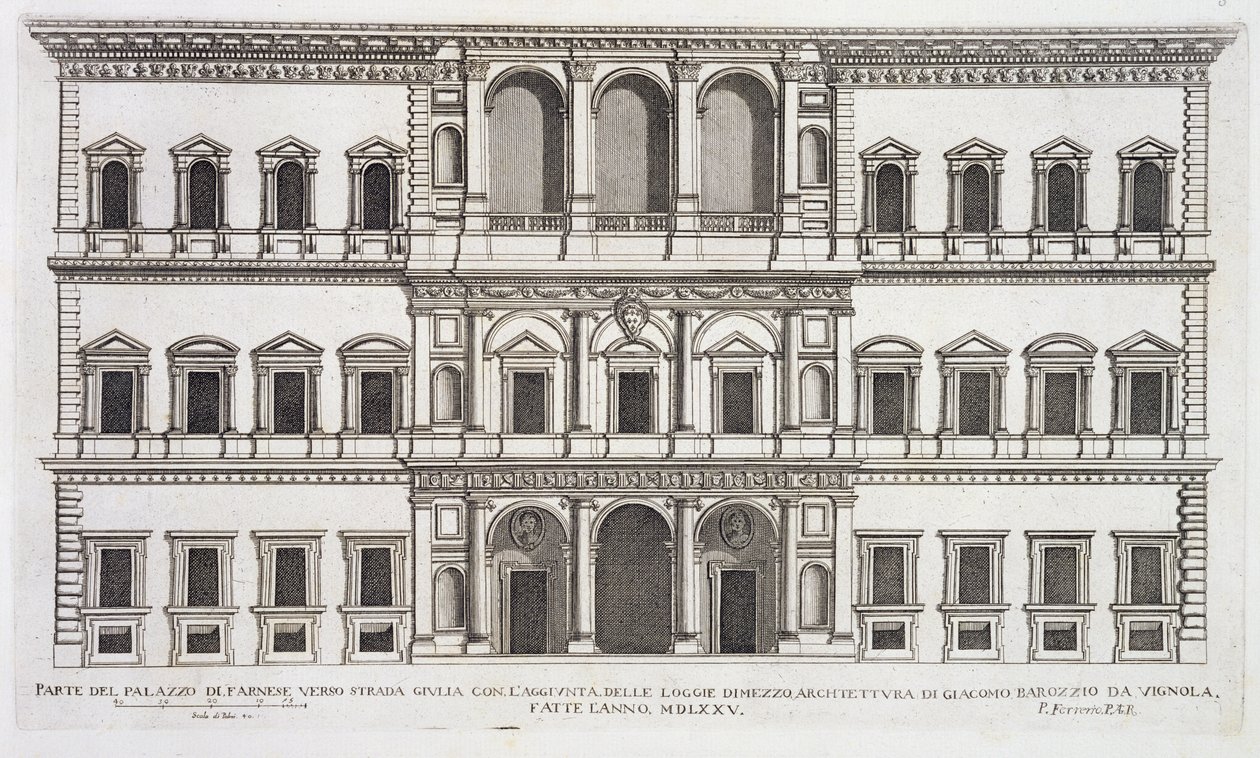 Palazzo Farnese ، من "Palazzi di Roma" ، الجزء الأول ، تم نشره عام 1655 بواسطة بيترو فيريريو