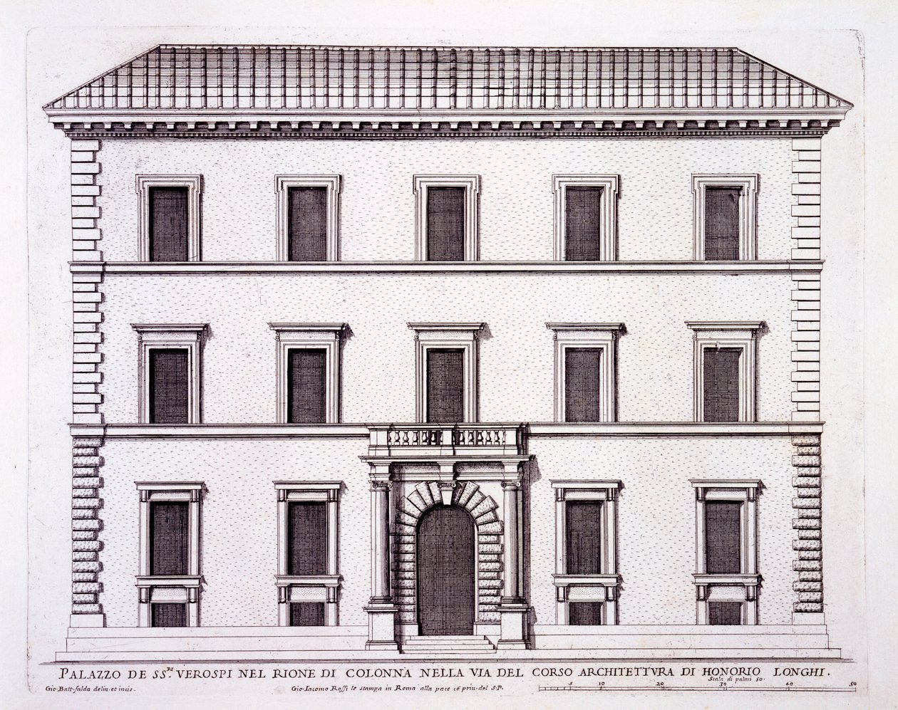Palazzo Verospi ، روما ، من `` Palazzi di Roma &39;&39; ، الجزء الثاني ، نشر 1670s بواسطة بيترو فيريريو