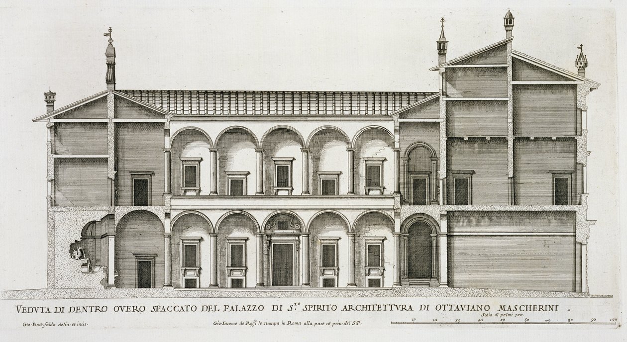 Palazzo di Santo Spirito ، من "Palazzi di Roma" ، الجزء الثاني ، تم نشره في 1670s بواسطة بيترو فيريريو