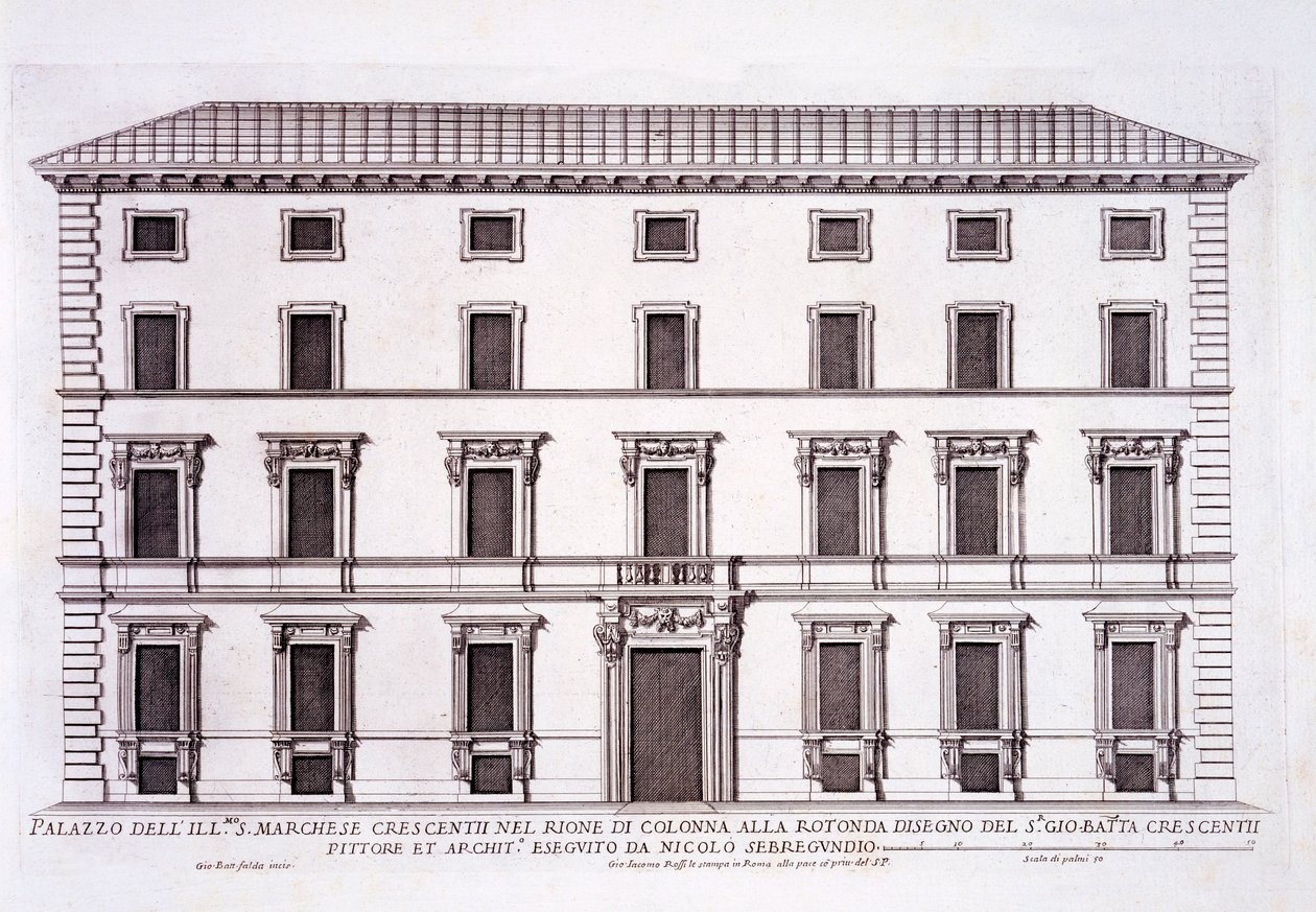 Palazzo of the Marchese Giovanni Battista Crescentii ، روما ، من "Palazzi di Roma" ، الجزء الثاني ، تم نشره في سبعينيات القرن التاسع عشر بواسطة بيترو فيريريو