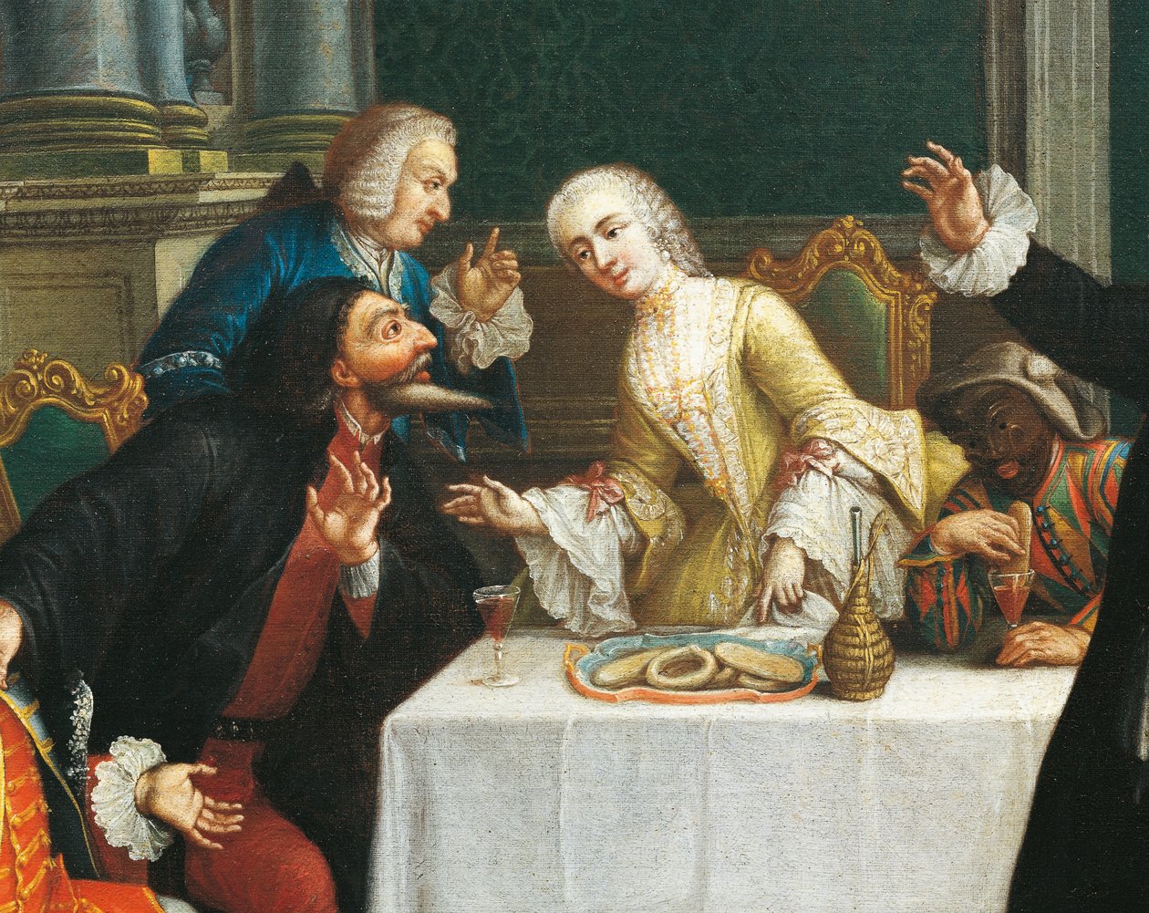 "The snack with the masks"" Comedians wearing Commedia dell