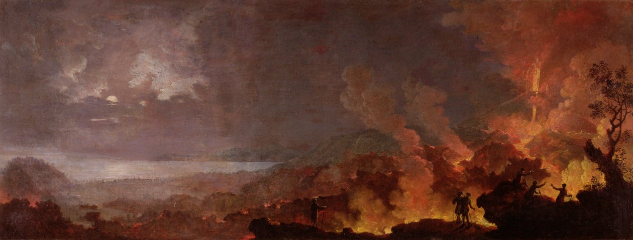 Vesuvius Erupting في الليل مع المتفرجين في المقدمة بواسطة بيترو أنطونياني