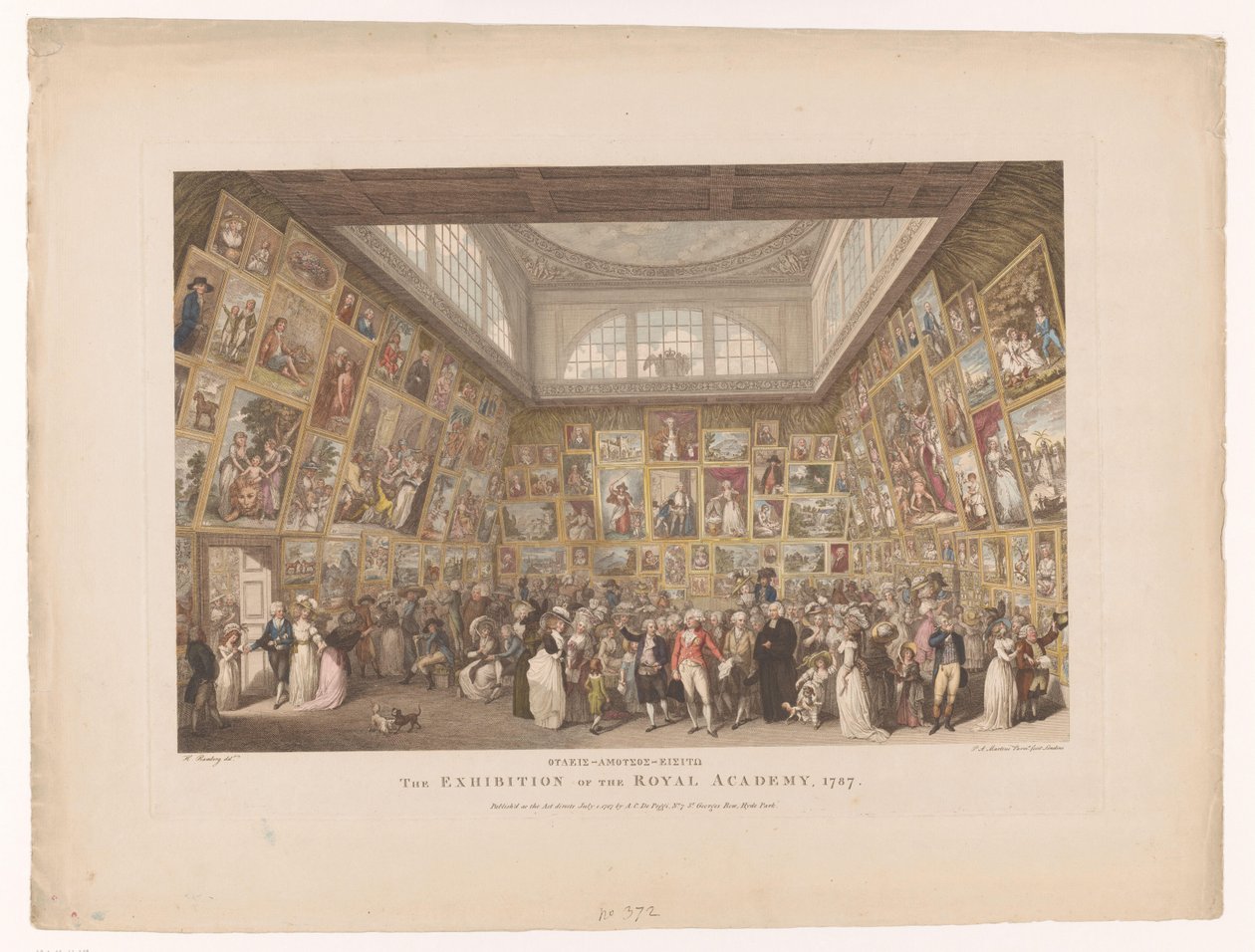 قبة خيمة في أكاديمية دي رويال في لوندن عام 1787 معرض الأكاديمية الملكية 1787 (العنوان على وجوه) بواسطة بيترو أنطونيو مارتيني