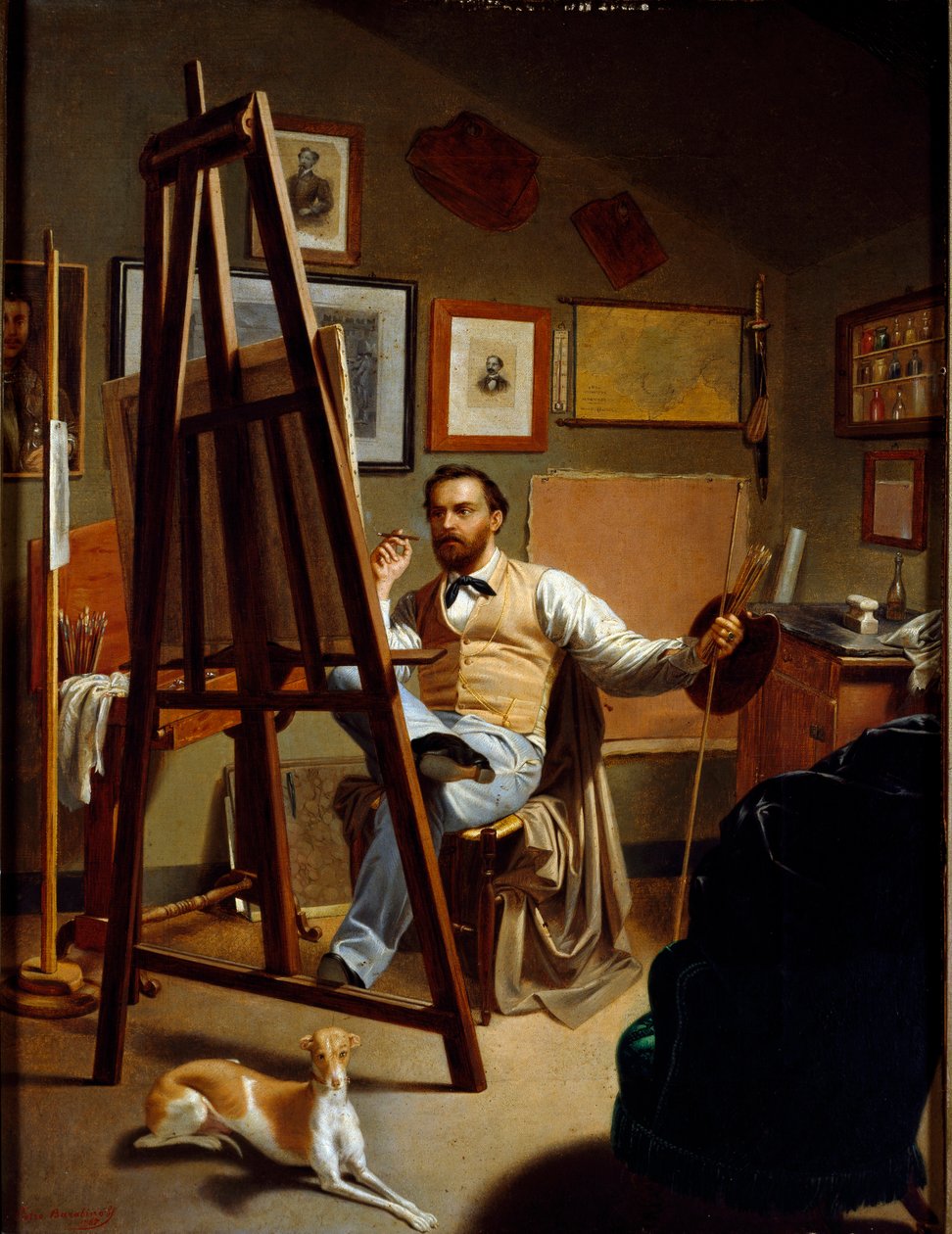 مرسم الرسام. لوحة لبيترو بارابينو (1822-1869) بواسطة بيترو بارابينو