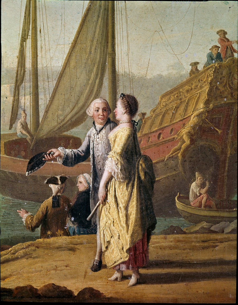 A Shipowner and a Lady detail of a genre painting بواسطة بيترو فابريس