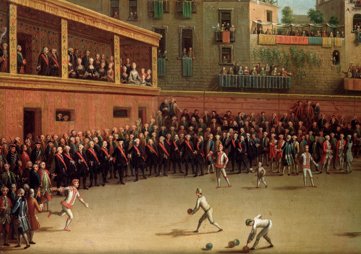 لعبة الكرة الإيطالية في الرسم الداخلي لبيترو فابريس (1740-1792) بواسطة بيترو فابريس