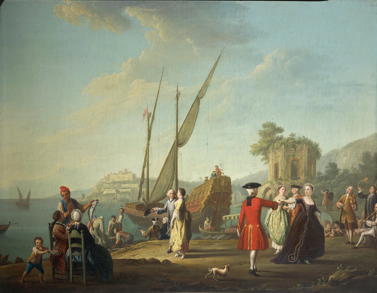 Minuet at Baia, today fraction of Bacoli (Naples), in area of Campi Flegrei, by Pietro Fabris بواسطة بيترو فابريس