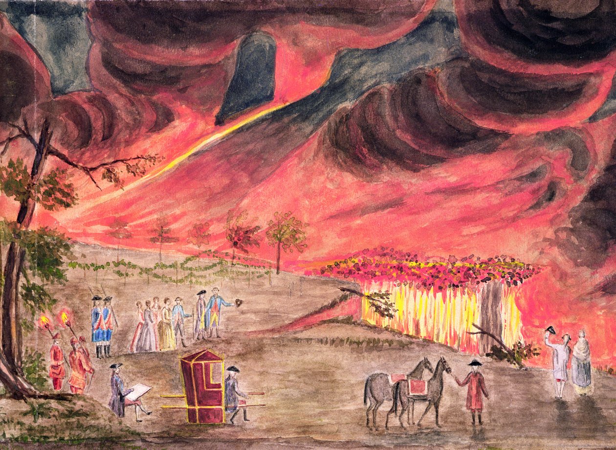 السير ويليام هاميلتون (1730-1803) يدرس ثورة فيزوف عام 1771 بواسطة بيترو فابريس