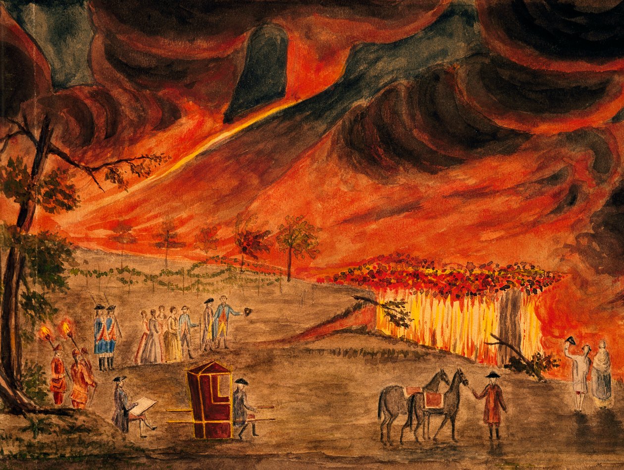 The Sicilian Royals visiting Vesuvius during eruption of 11 May 1771, by Pietro Fabris (1740-1792), Italy بواسطة بيترو فابريس