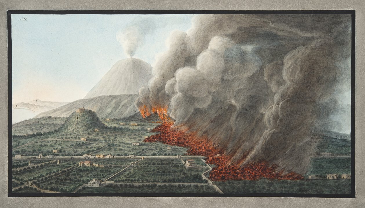 منظر لثوران جبل. Vesuvius الذي بدأ في 23 ديسمبر 1760 وانتهى في 5 يناير 1761 ، اللوحة 12 من "Campi Phlegraei: ملاحظات حول براكين الصقليتين" ، بقلم السير ويليام هام بواسطة بيترو فابريس