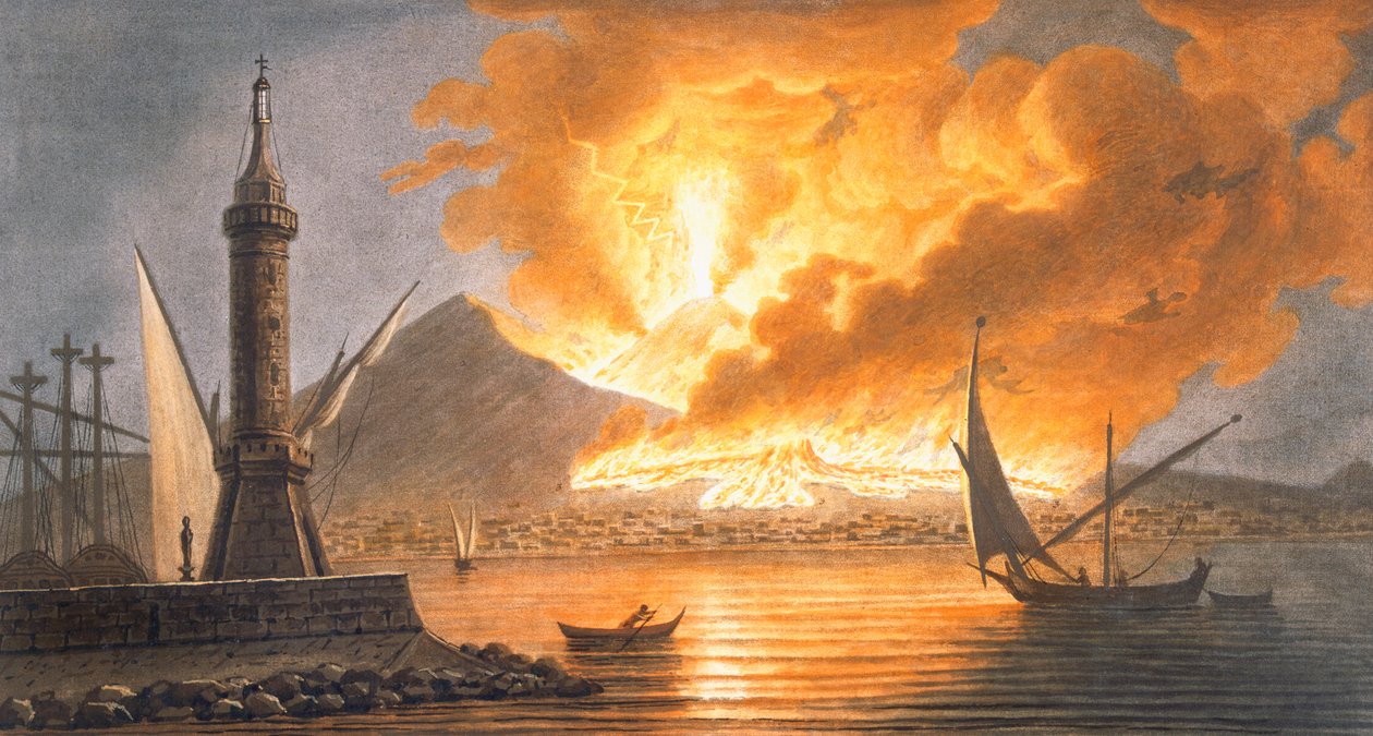 منظر لثوران بركان فيزوف العظيم من شامة نابولي في ليلة 20 أكتوبر 1767 ، 1776 بواسطة بيترو فابريس