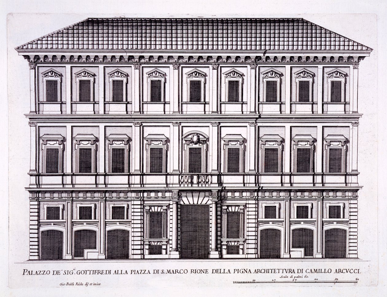 Palazzo Grazioli ، Piazza San Marco ، Rome ، from &39;Palazzi di Roma&39; ، الجزء الثاني ، تم نشره في سبعينيات القرن التاسع عشر بواسطة بيترو فيريريو