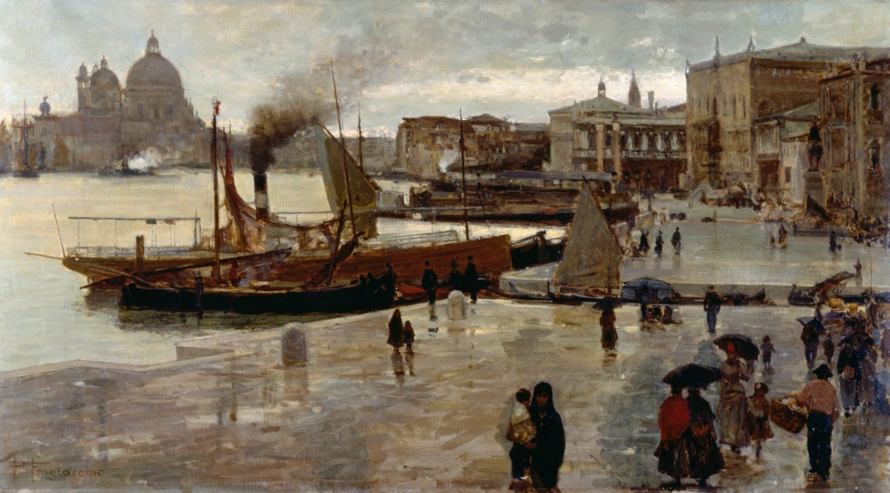 ريفا ديجلي شيافوني (ممشى) ، بقلم بيترو فراجياكومو (1856-1922) ، زيت على قماش ، 71x130 سم بواسطة بيترو فراجياكومو