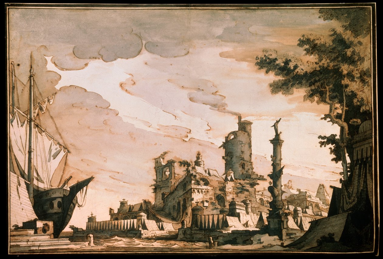 سي هاربور ، تصميم مسرحي مسرحي ، 1818. بواسطة بيترو غونزاغا