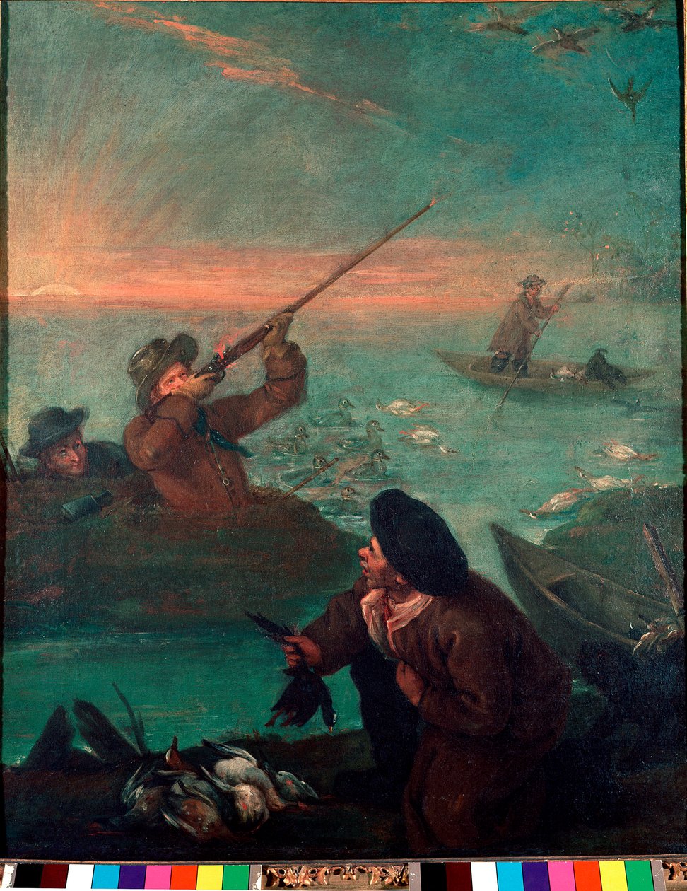 Duck Hunting in the Lagoon Painting by Pietro Longhi (1702-1785) 1765-1770 Sun. 61x49,5 cm Venice Pinacoteca Querini-Stampalia بواسطة بيترو لونغي