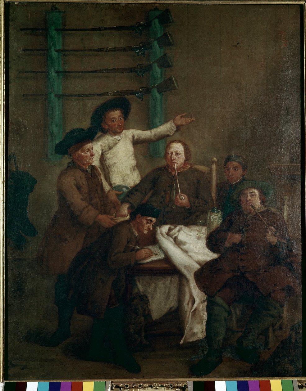 الصيد في الوادي: رسم الأسماء - رسم بييترو لونجي (1702-1785) ، زيت على قماش ، 61 × 46 سم بواسطة بيترو لونغي
