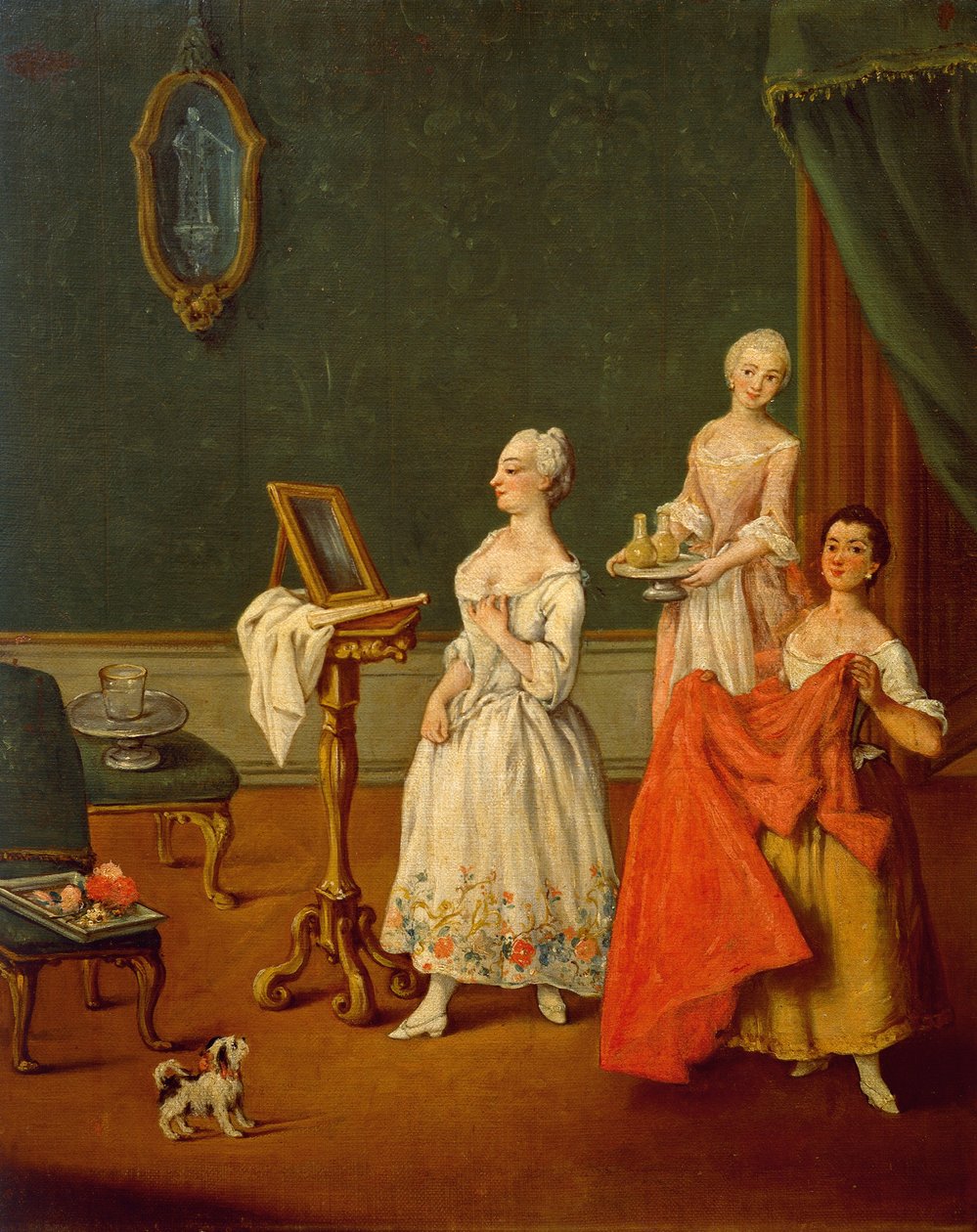 ليدي آت هير تواليت من بيترو لونجي (1701-1785) ، زيت على قماش ، 61 × 50 سم بواسطة بيترو لونغي
