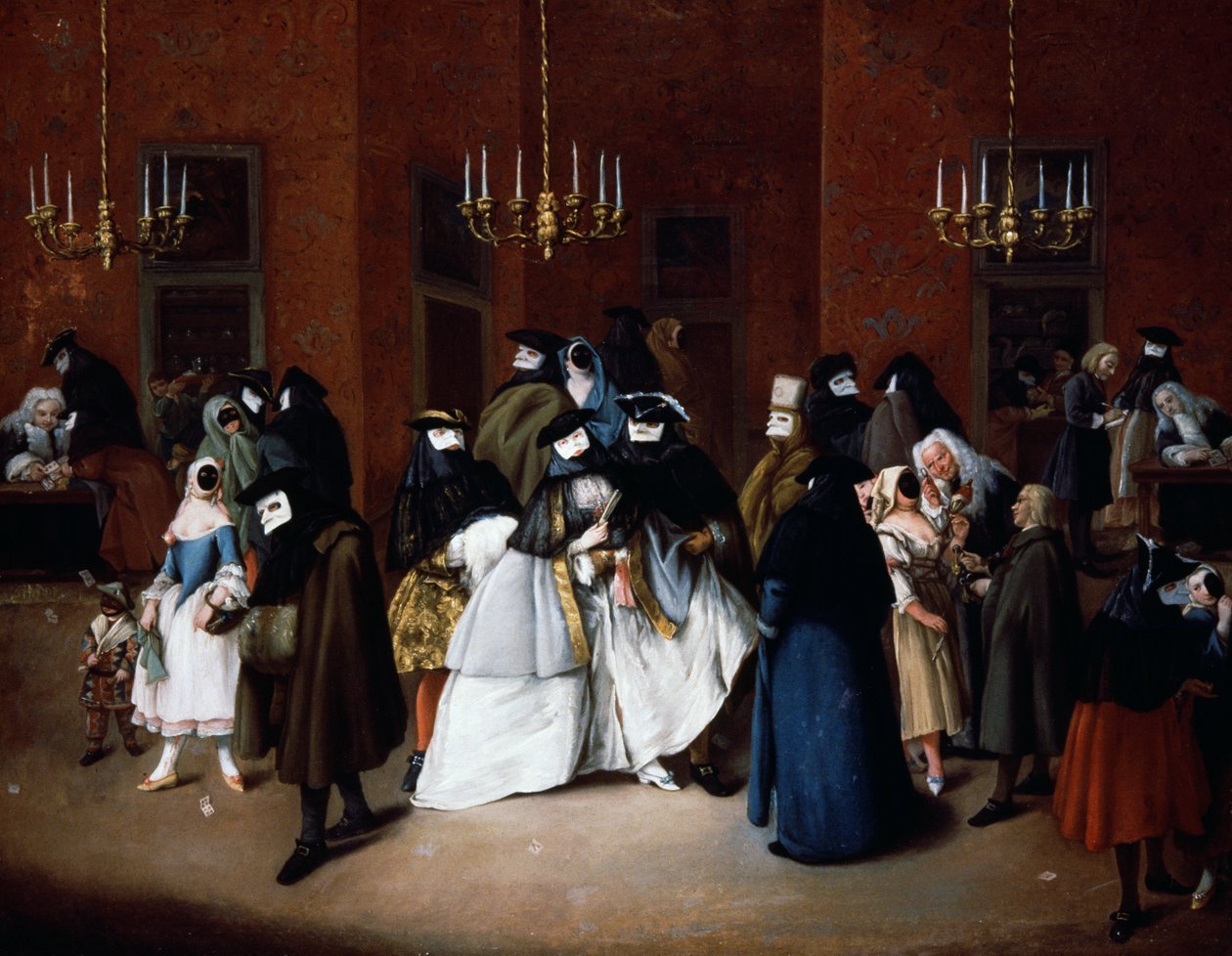 The Ridotto of Venice, c.1750 (oil on canvas) بواسطة بيترو لونغي