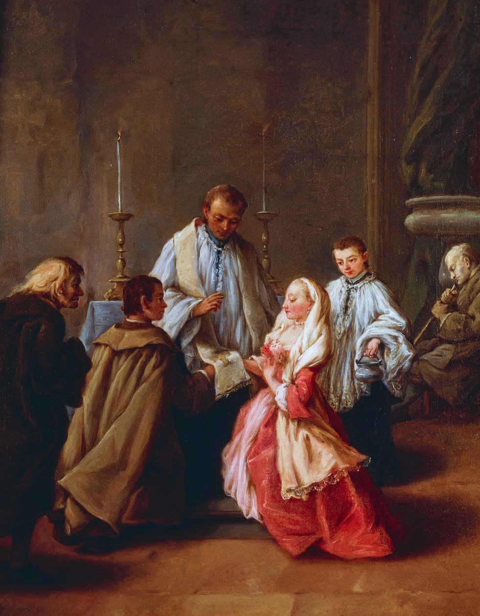 الأسرار السبعة: الزواج ، قبل 1755-57 ، لبيترو لونجي (1701-1785) ، زيت على قماش ، 61 × 50 سم. بواسطة بيترو لونغي
