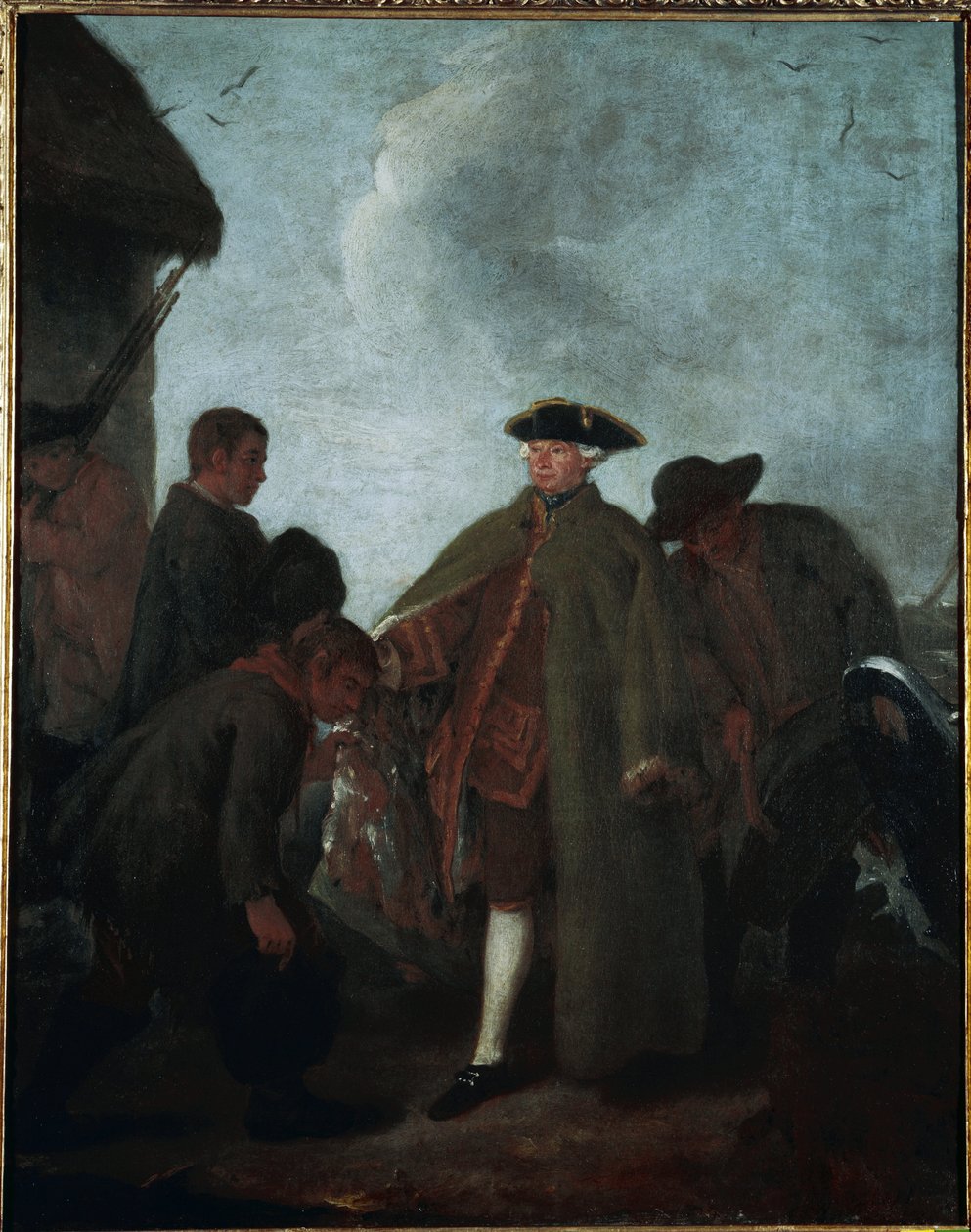 الصيد في الوادي: وصول السيد (لا كاشيا في الوادي: أريو ديل بادرون) - لوحة لبيترو لونجي (1702-1785) ، زيت على قماش ، 62 × 50 سم بواسطة بيترو لونغي
