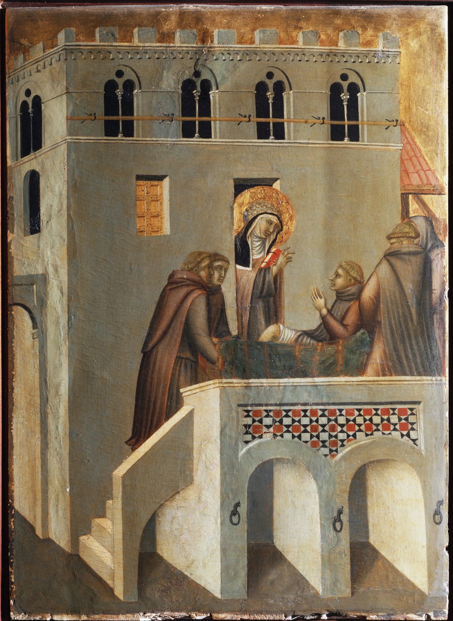 يعالج القديس قدم راهب (Polyptych من حياة القديس التواضع) - Detrempe على الخشب القرن الرابع عشر بواسطة بيترو لورينزيتي