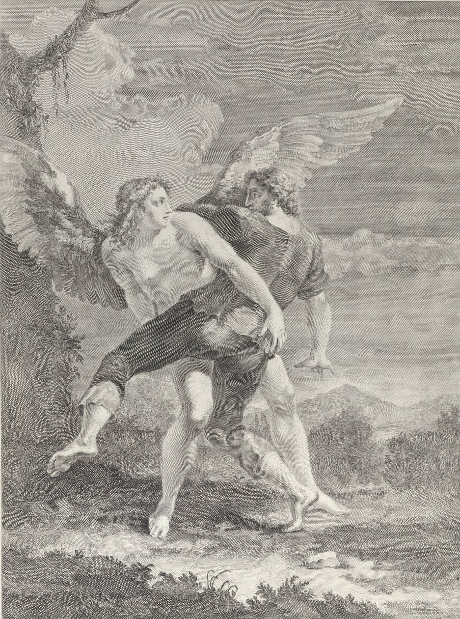 يعقوب يصارع الملاك ، 1730-39. بواسطة بيترو موناكو