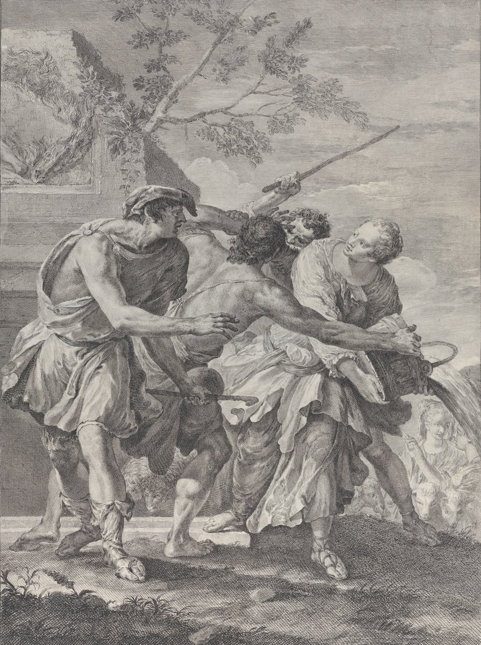 دافع موسى عن بنات يثرو ، 1732-50. بواسطة بيترو موناكو