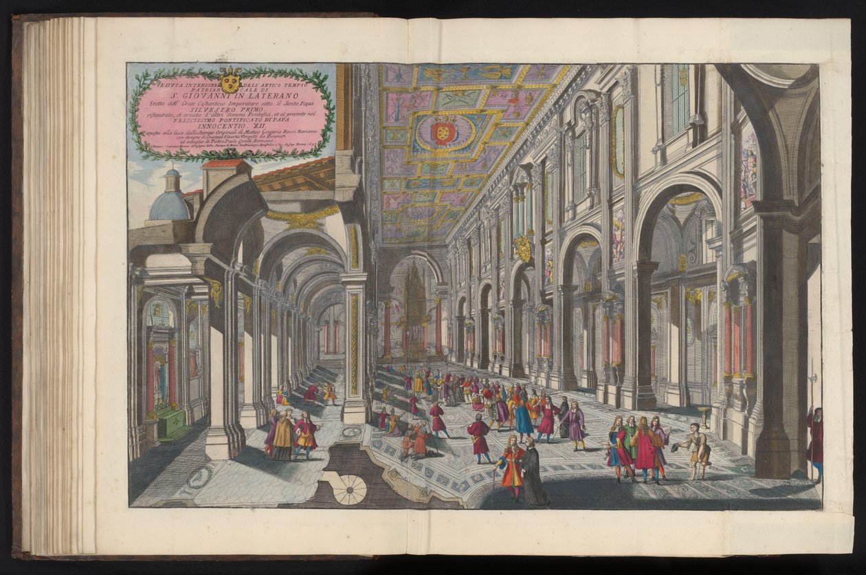 Gezicht in het interieur van de Sint-Jan van Lateranen te روما نظرة عامة على المنطقة المقدسة في Lateran Basilica (...) (العنوان على الكائن) بواسطة بيترو باولو جيريللي
