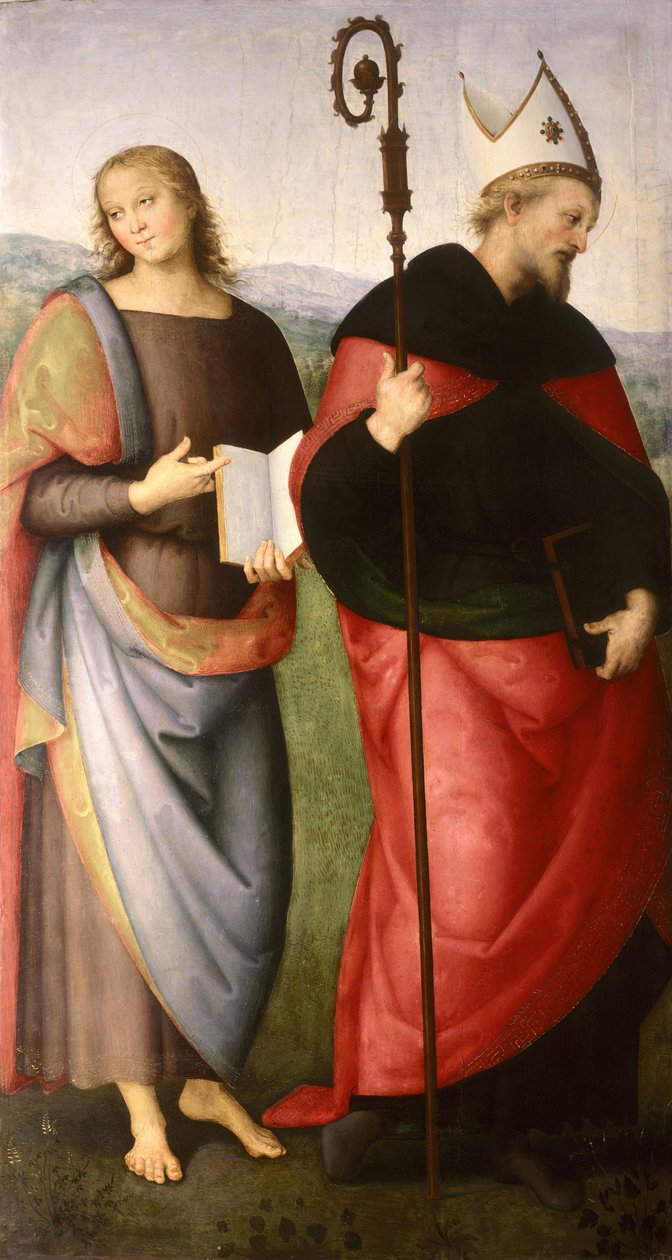القديس يوحنا الإنجيلي والقديس أغسطينوس من فرس النهر ، c.1502-21 بواسطة بيترو بيروجينو