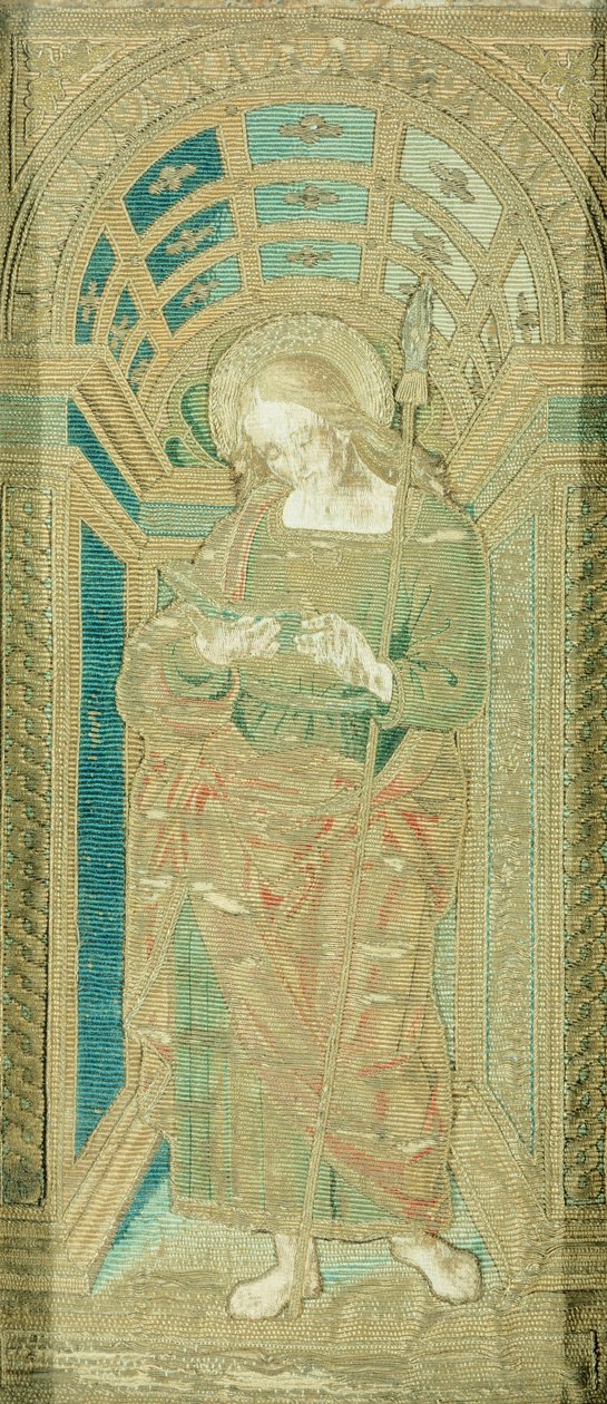 القديس يوحنا الإنجيلي ، بقلم بيترو بيروجينو (حوالي 1450-1523) ، تطريز بالحرير والذهب والفضة بواسطة بيترو بيروجينو