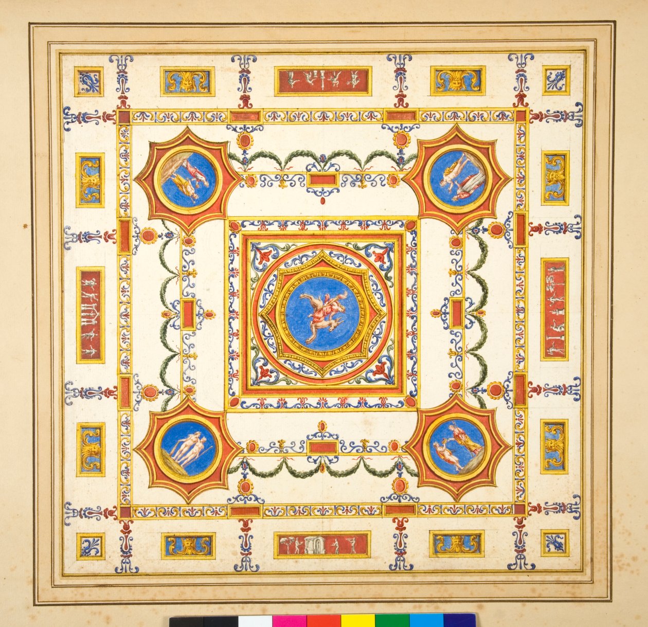 Volta del Palazzo di Augusto (طباشير أسود ، بعضها بالقلم والحبر البني. ملون بالألوان المائية) بواسطة بيترو سانتي بارتولي